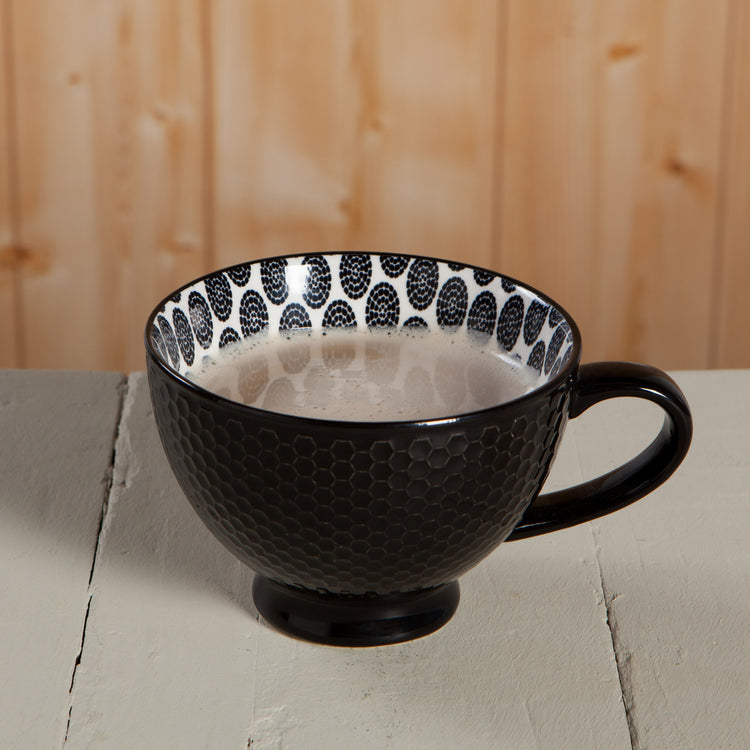 Black Stamped Latte Mug 14 oz
