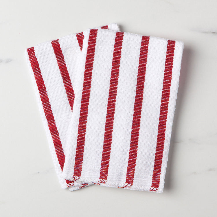 Basketweave Red Dishcloths Set of 2