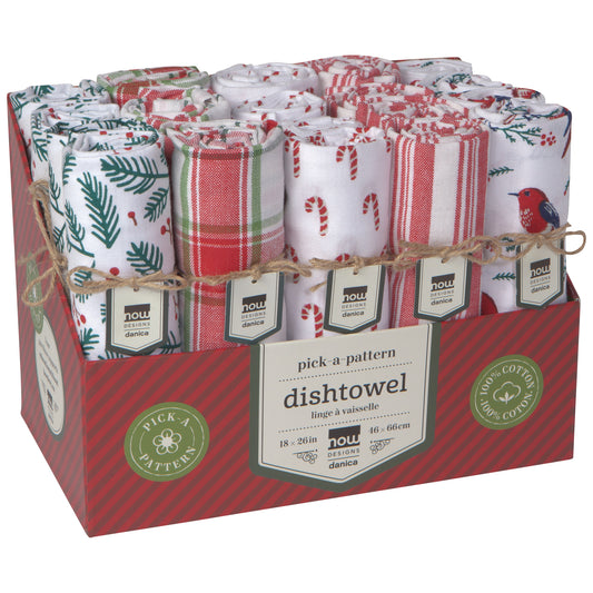 Merry & Bright Dishtowels Set of 20 with Counter Display Unit