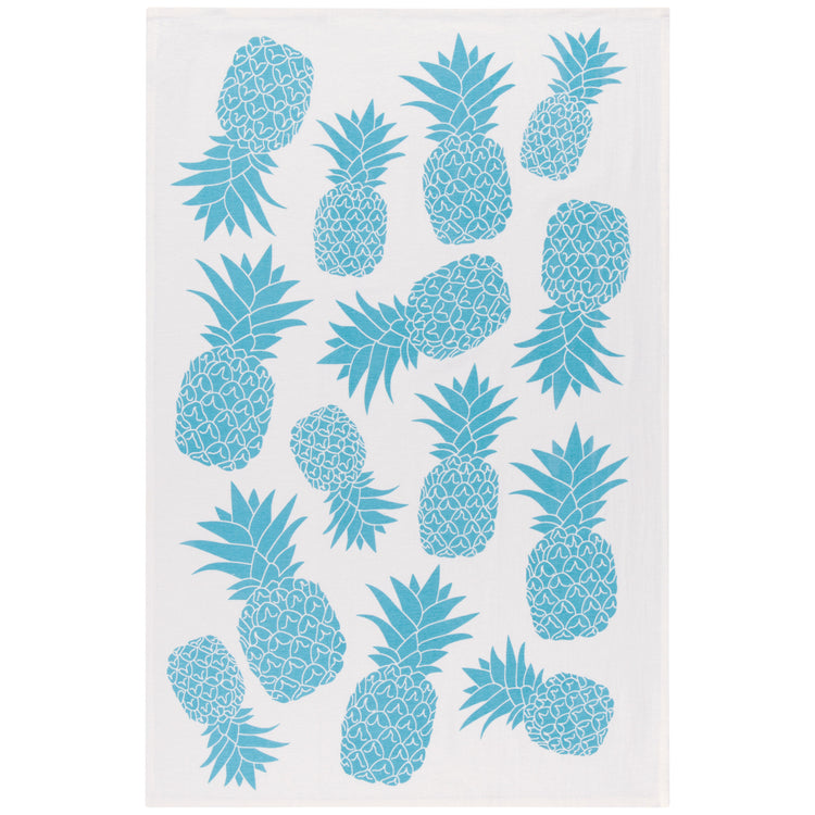 Pineapple Print Bali Blue Floursack Dishtowel Set of 2