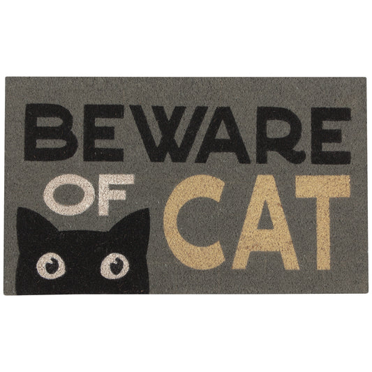 Beware Of Cat Coir Fibre Doormat