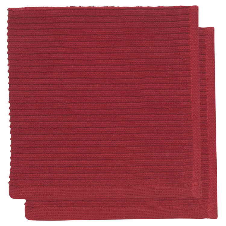Ripple Carmine Red Dishcloths Set of 2