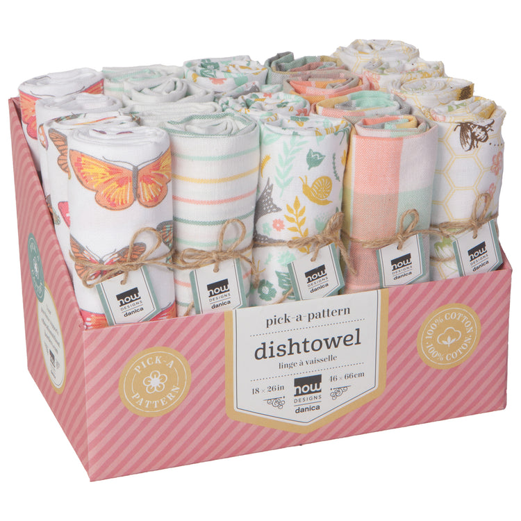 Bees & Butterflies Dishtowels Set of 20 with Counter Display Unit