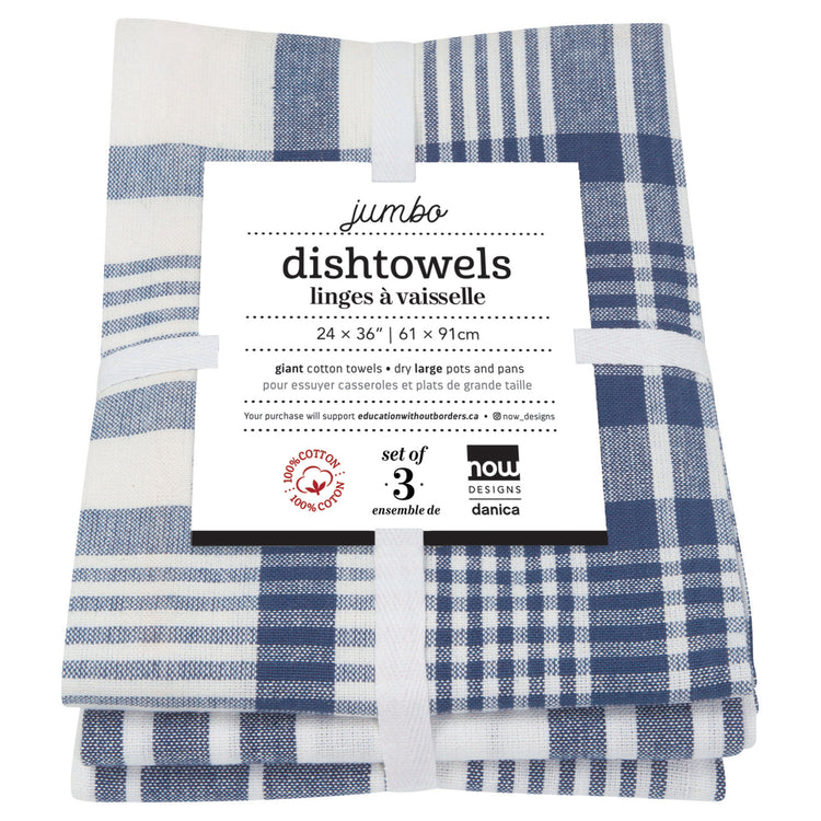 Jumbo indigo Dishtowels Set of 3