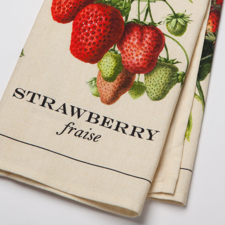 Vintage Strawberries Cotton Dishtowel