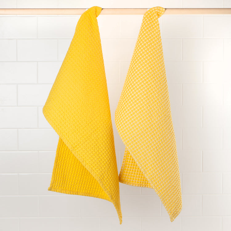 Second Spin Yellow Waffle Dishtowel Set of 2