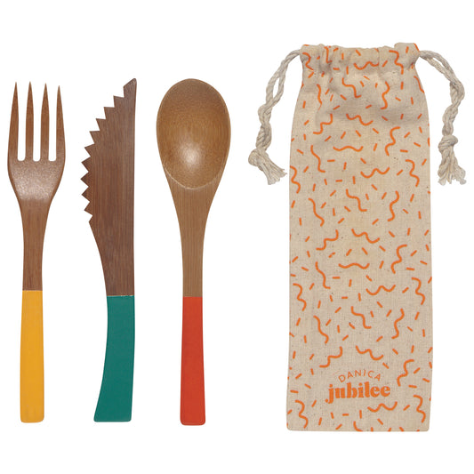 Cheer Bamboo Cutlery Set of 3 With Carry Bag