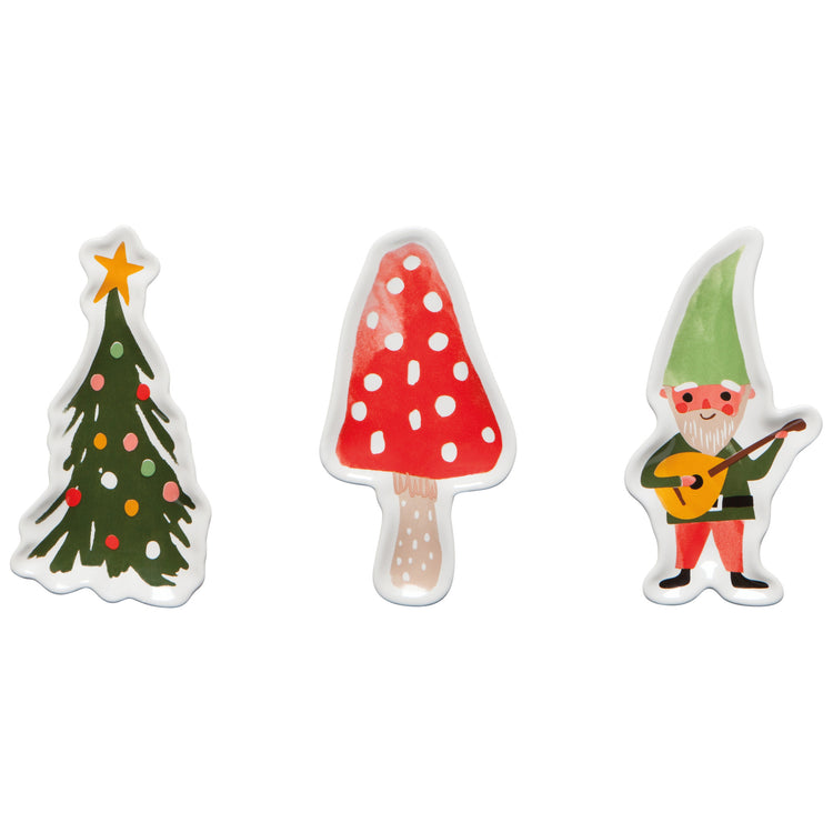Gnome For The Holidays Shaped Dishes Set of 3