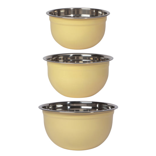 Matte Steel Sunrise Yellow Mixing Bowls Set of 3