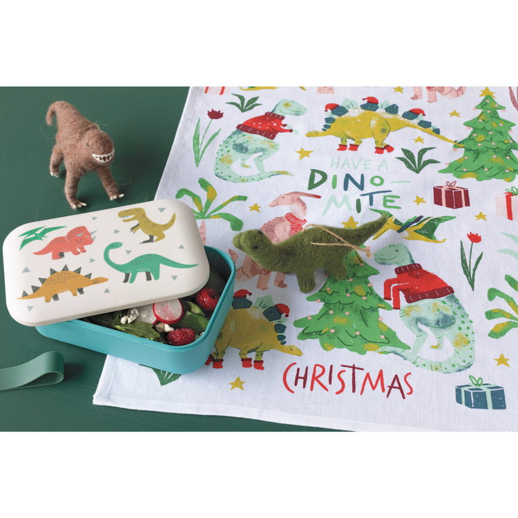 Dino-Mite Christmas Cotton Dishtowel