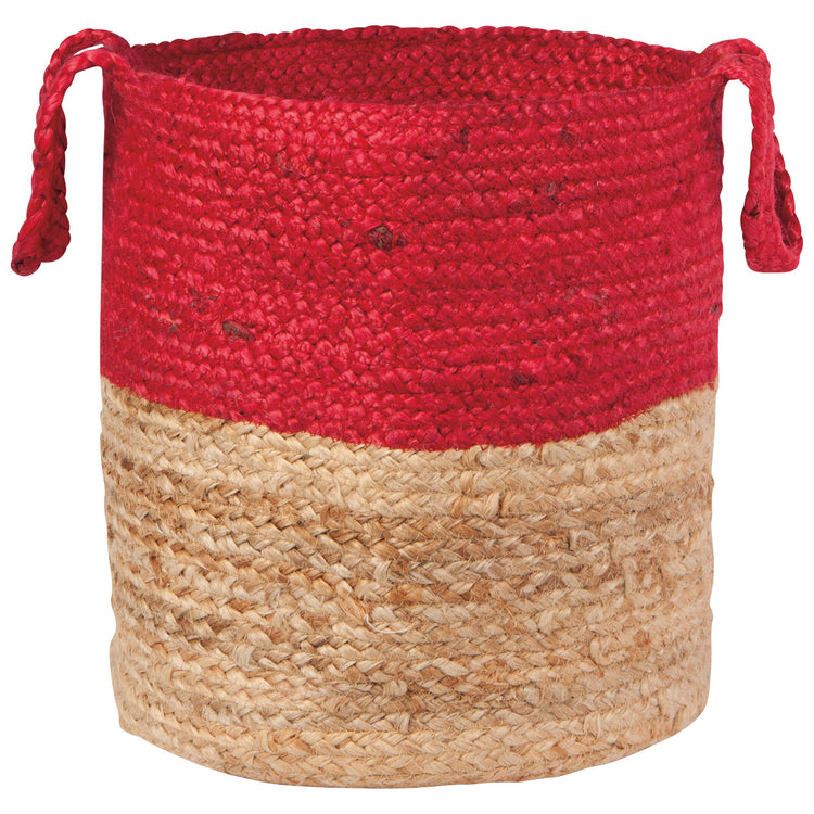 Chili Red Block Large Jute Basket