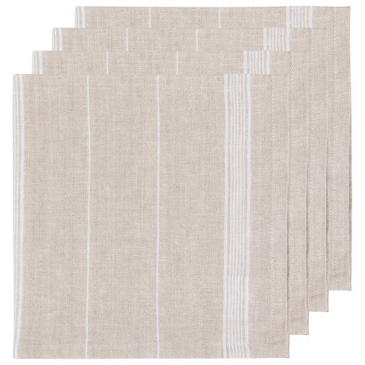 White Maison Stripe Linen Napkins Set of 4
