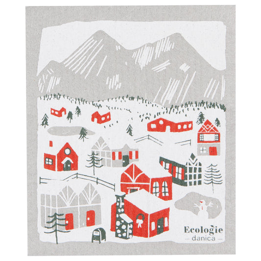 Snowy Village Swedish Sponge Cloth