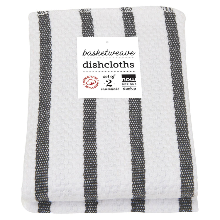Basketweave Black Dishcloths Set of 2