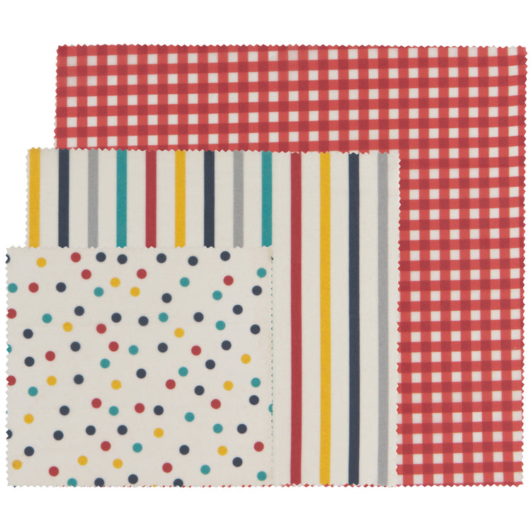 Gingham Dot and Stripe Beeswax Wrap Set of 3