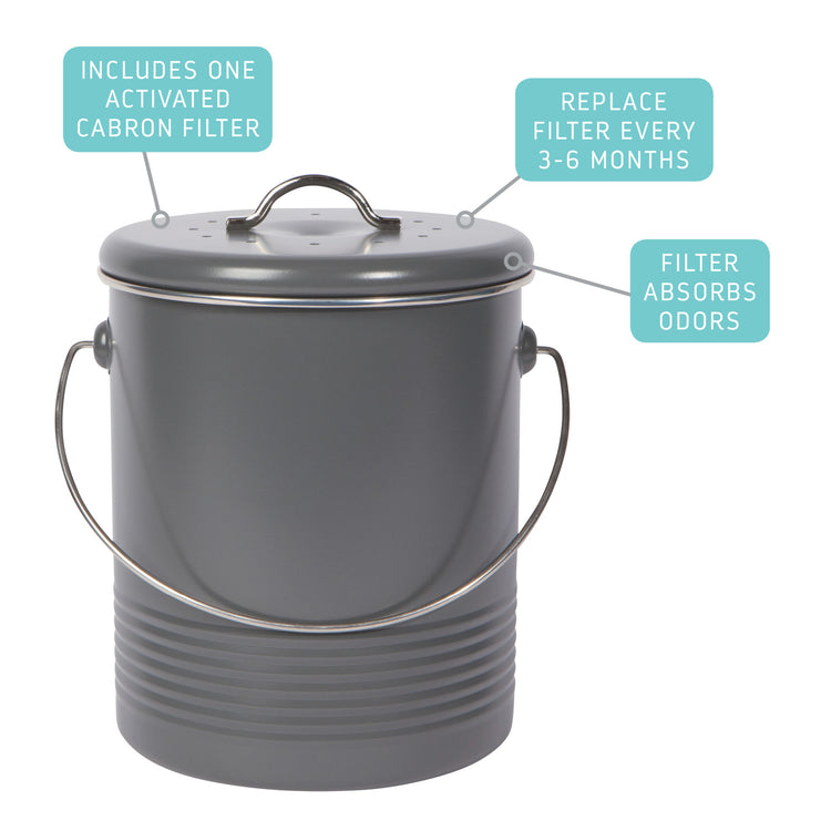 Compost Metal Bin Charcoal 1.25 Gallon