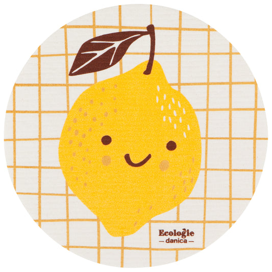 Fruit Face Lemon Round Sponge Cloth