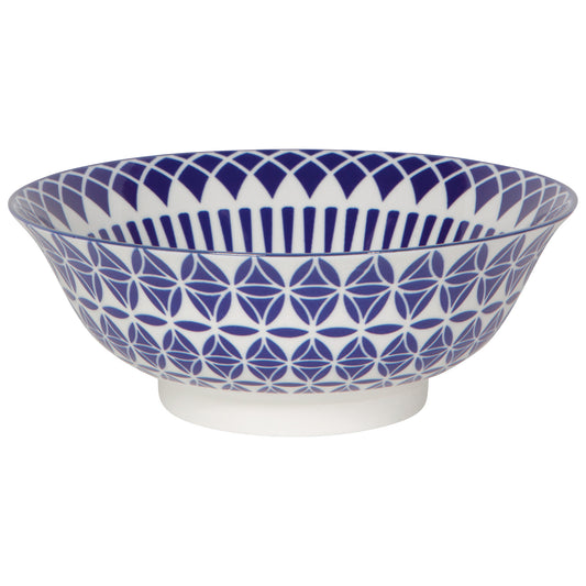 Geo Blue Stamped Bowl 8 inch