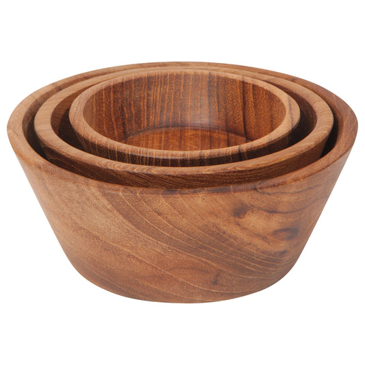 Teak Wood Pinch Bowls Set of 3