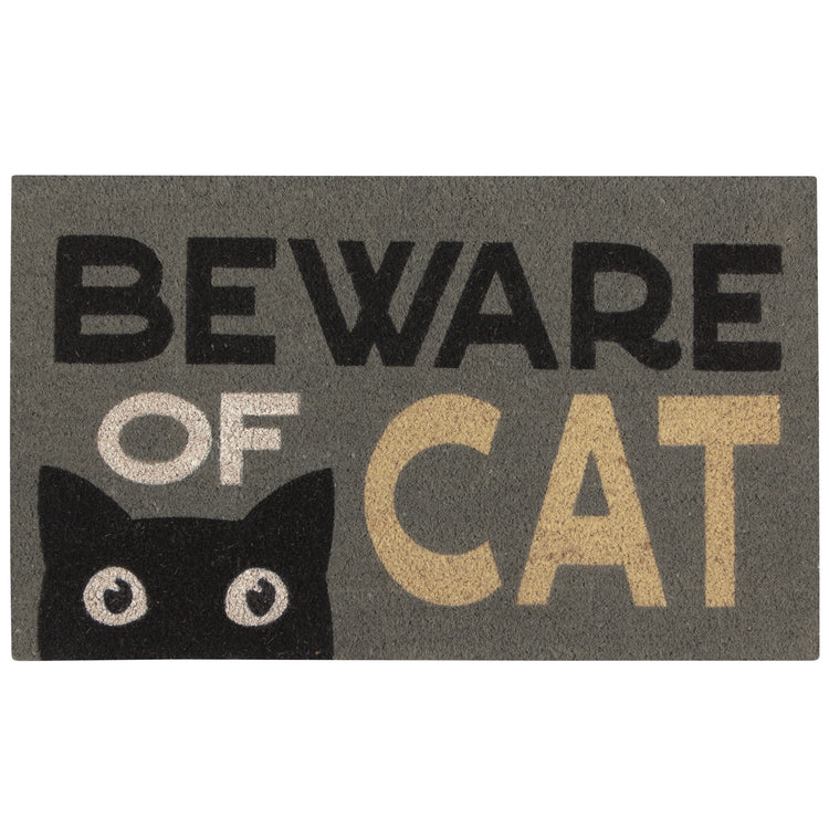 Beware Of Cat Coir Fibre Doormat