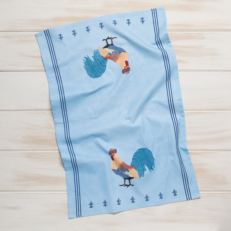 Rooster Francaise Printed Cotton Dishtowel