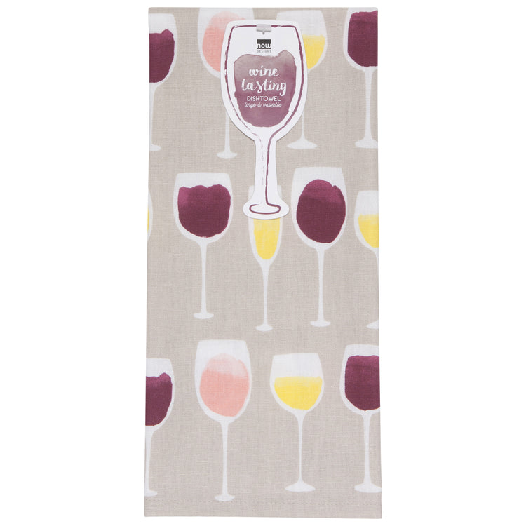 Wine Tasting Printed Cotton Dishtowel
