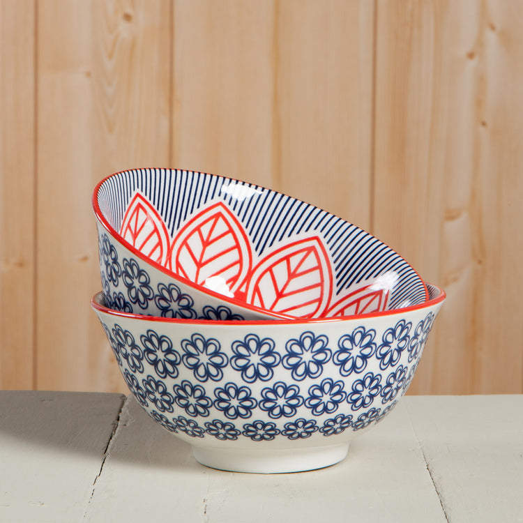 Red Floral Stamped Bowl 6 inch