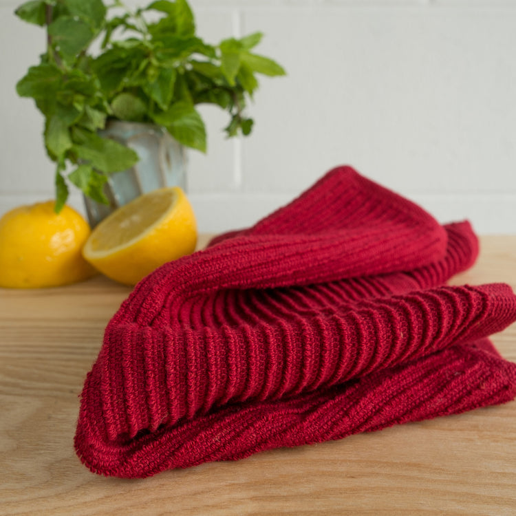 Ripple Carmine Red Dishcloths Set of 2