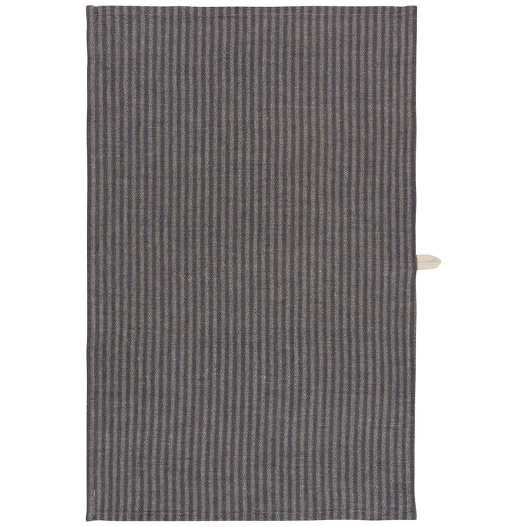 Midnight Stripe Linen and Cotton Dishtowel