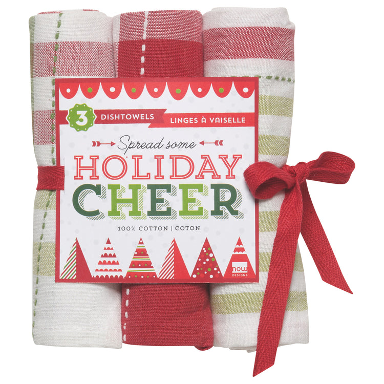 Holiday Cheer Check  Dishtowels Set of 3