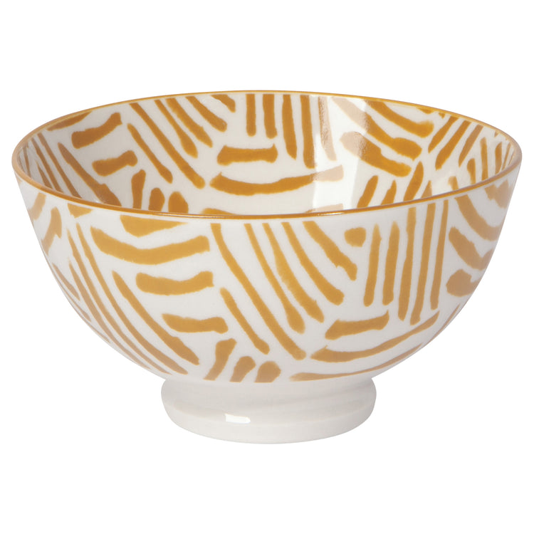 Ochre Lines Stamped Bowl 4 inch