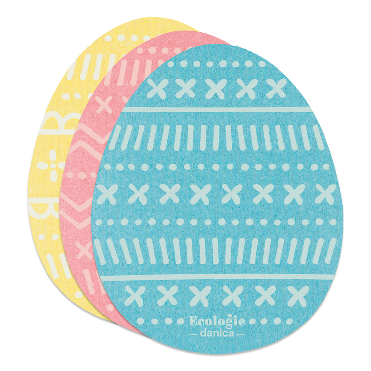 Easter Eggs Shaped Swedish Sponge Cloths Set of 3