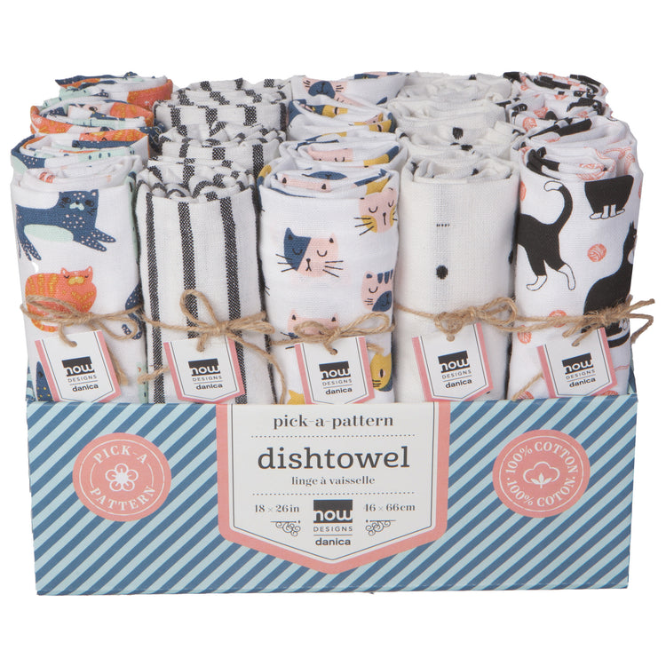 Cats Dishtowels Set of 20 with Counter Display Unit