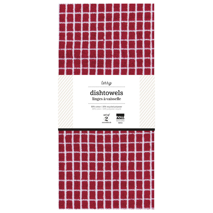 Terry Dishtowels Carmine Red Set of 2