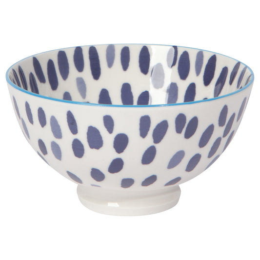 Blue Spots Stamped Bowl 4 inch
