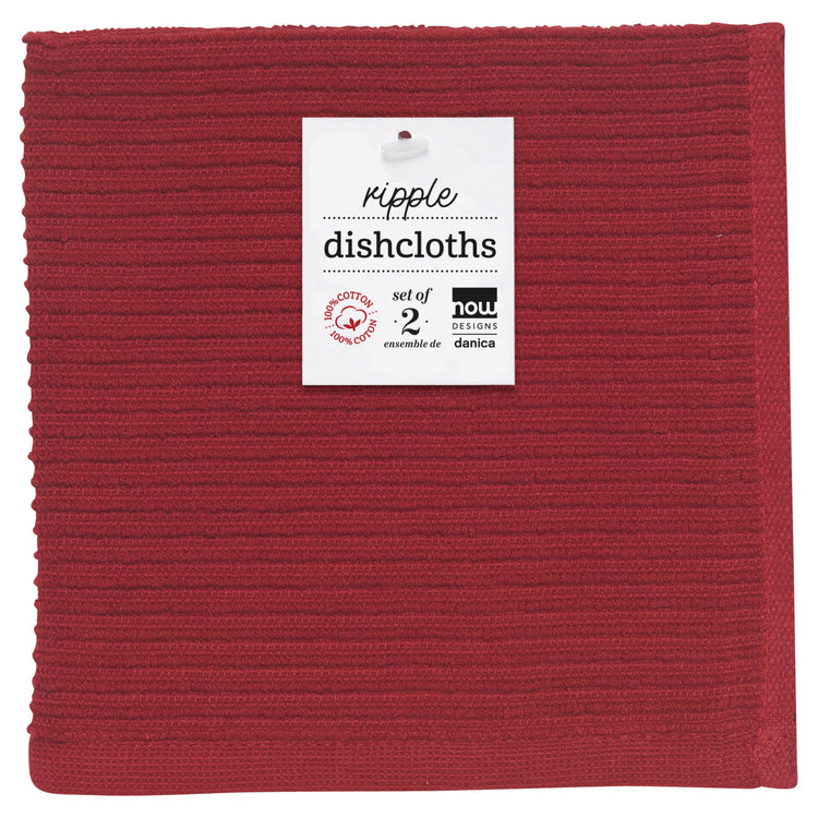 Ripple Carmine Red Dishcloths Set of 2