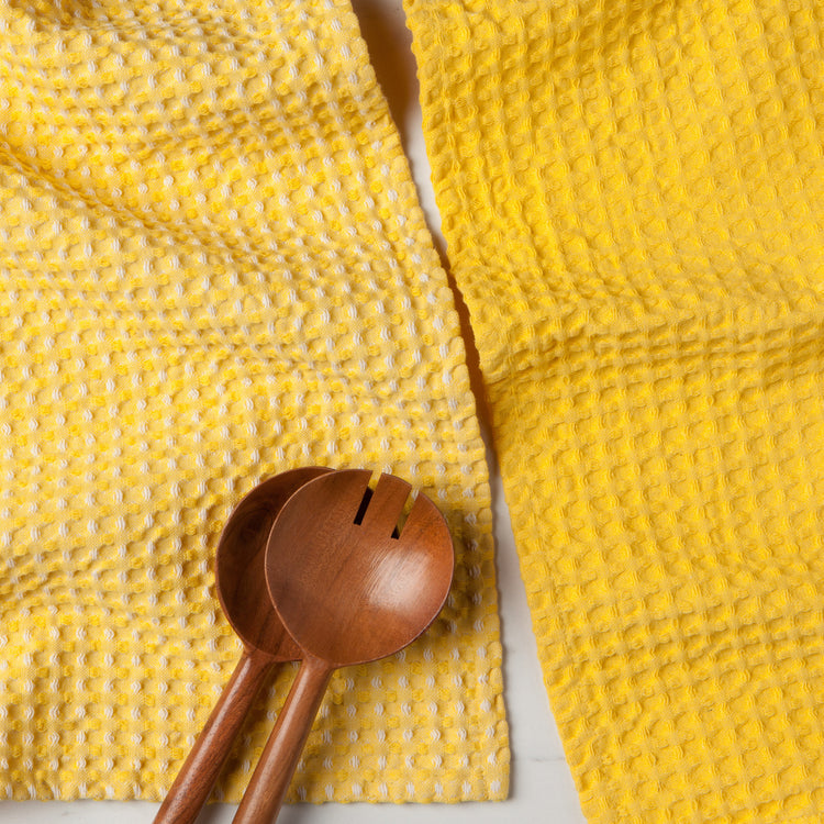 Second Spin Yellow Waffle Dishtowel Set of 2