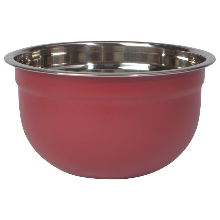 Matte Steel Carmine Red Mixing Bowls Set of 3