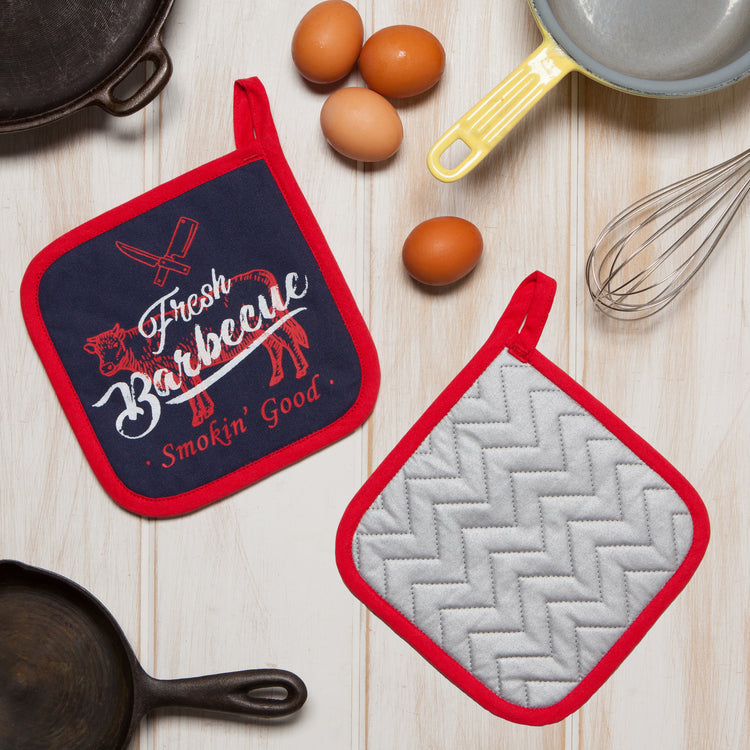 BBQ Quilted Cotton Potholder 8 inch Square