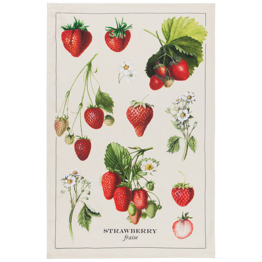 Vintage Strawberries Cotton Dishtowel