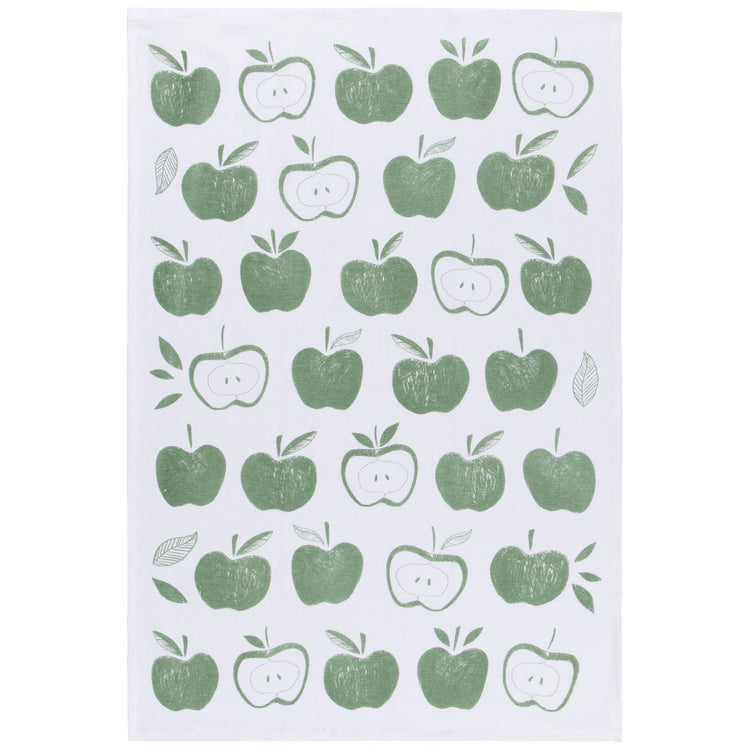 Apples Print Elm Green Floursack Dishtowels Set of 2
