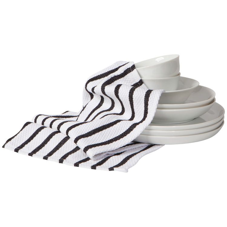 Basketweave Black Dishtowel