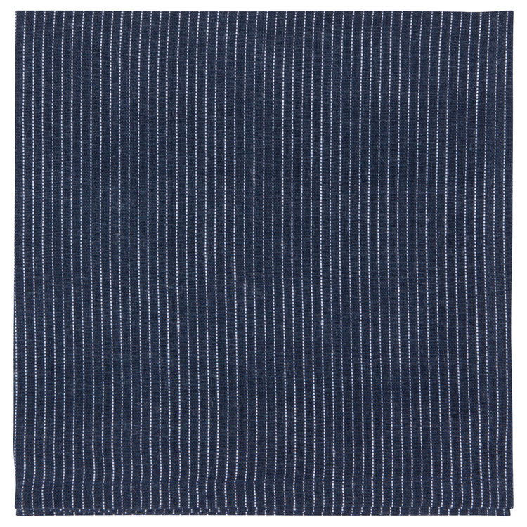 Midnight Pinstripe Linen Napkins Set of 4