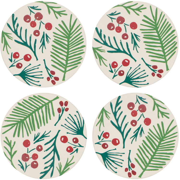 Bough and Berry Soak Up Coasters Set of 4