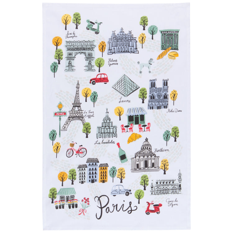 Meet Me In Paris Printed Cotton Dishtowel
