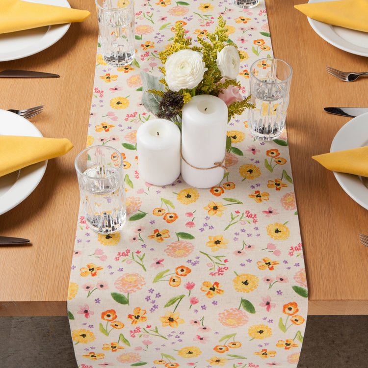 Cottage Floral Table Runner 72 Inches