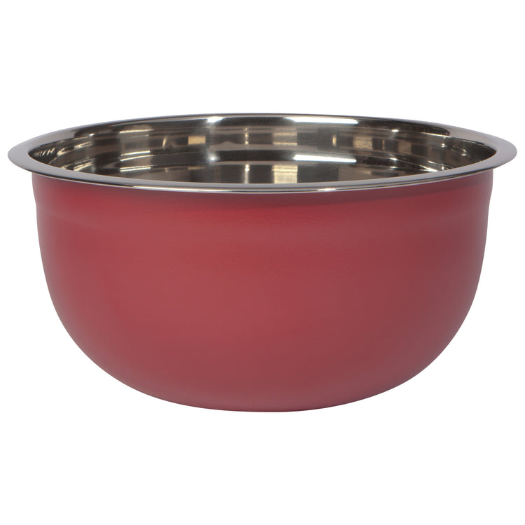 Matte Steel Carmine Red Mixing Bowls Set of 3