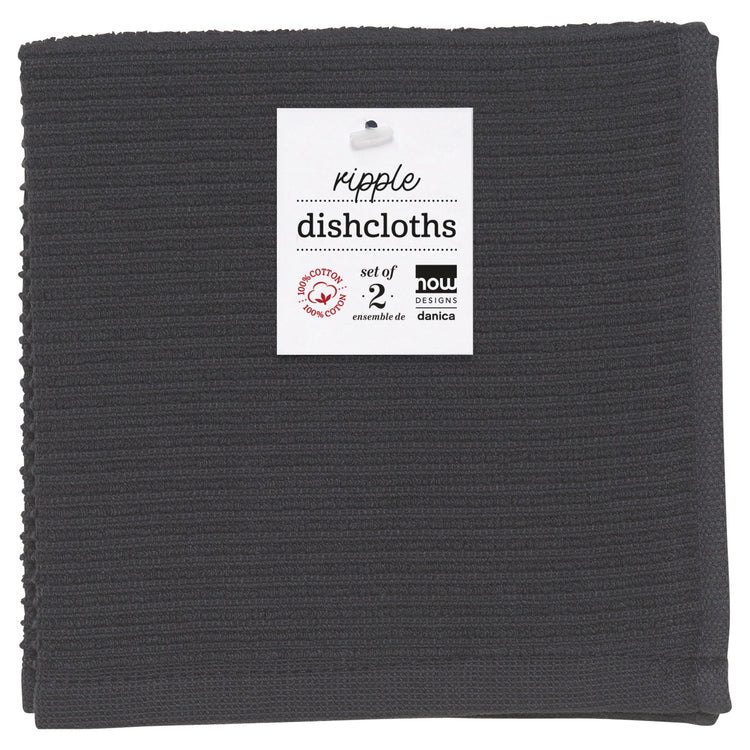 Ripple Black Dishcloths Set of 2