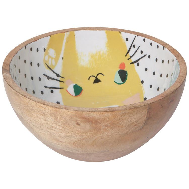 Meow Meow Mango Wood Serving Bowl