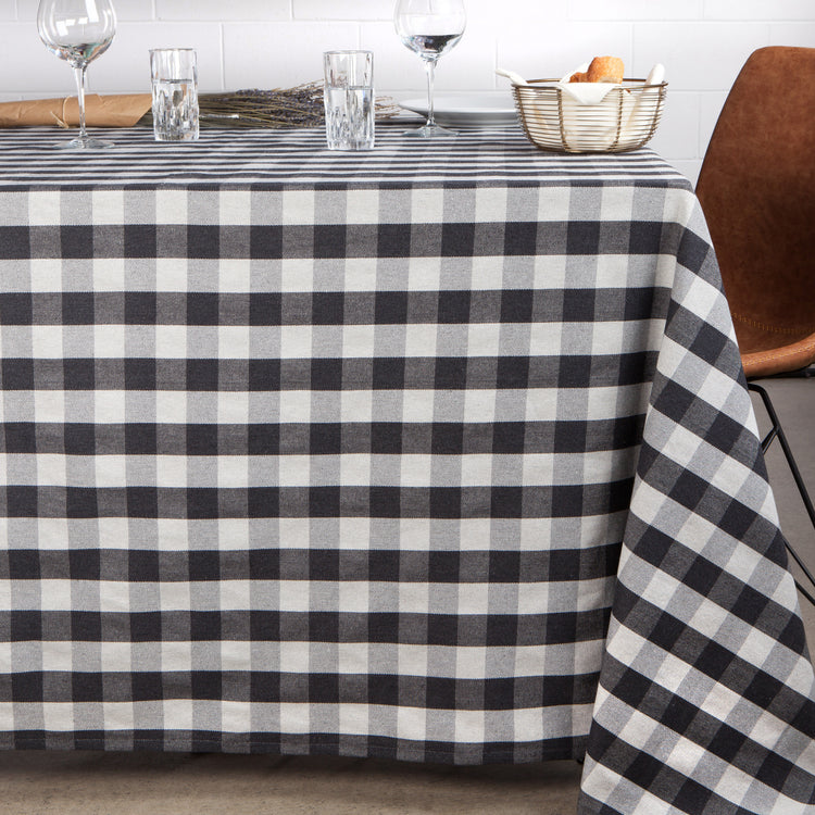 Charcoal Buffalo Check Second Spin Tablecloth 60 X 120 Inches